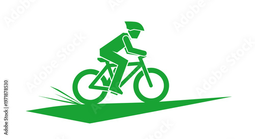 Green bicycle rider silhouette icon.