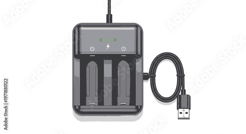 Battery Charger with USB Cable for Rechargeable Cells