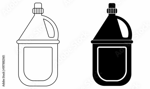 Dishwashing liquid or washing-up liquid also known as dishwashing soap, dish detergent, or dish soap.icon set in outline and silhouette vector. basic illustration