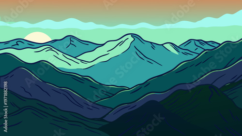 mountain landscape with clouds