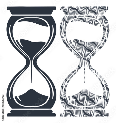 Hourglass symbols representing the passage of time and measurement