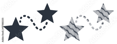 Whimsical stars connected by a dotted line, conveying a sense of movement and wonder