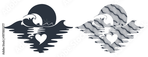 Serene ocean waves reflect a heart-shaped moonlit glow