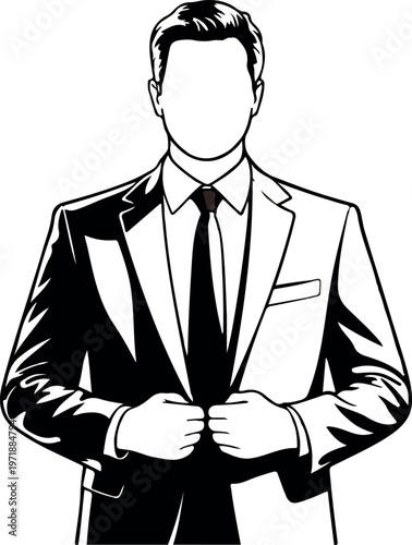 Vector illustration of a professional businessman, elegant entrepreneur in a suit with a tie, corporate leader.