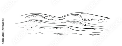 Ocean waves with curling crests