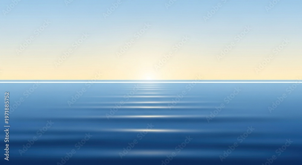 Obraz premium A serene ocean with a sun setting in the distance, creating a calm and peaceful atmosphere.