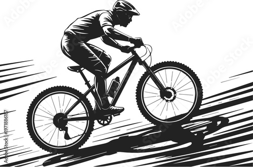Mountain bike trail icons and route symbols set