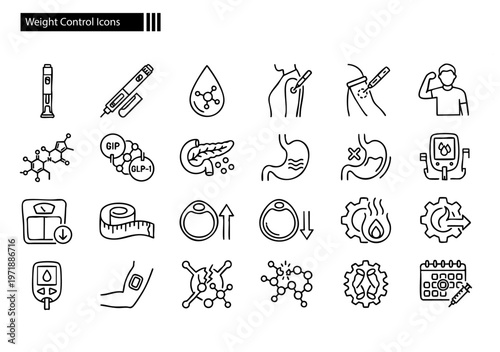 Medical Icon Set for Metabolic Treatment and Weight Management