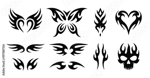 Collection of heart tattoo motifs
