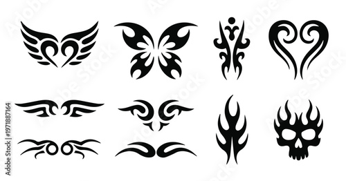 Collection of flame tattoo motifs