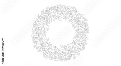 Gray floral wreath made of leaves.