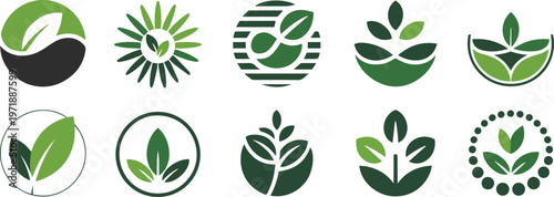 Leaf circle emblem for farming brand