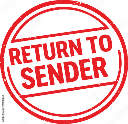 Red circular stamp with text Return To Sender vector