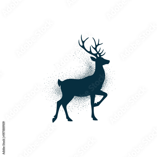 Deer with large antlers standing.