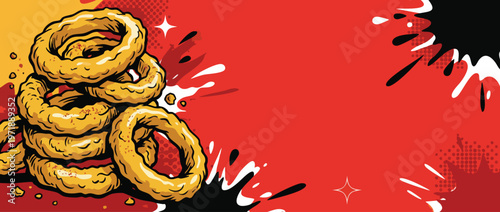 Delicious golden fried onion rings stacked perfectly for a tasty snack.