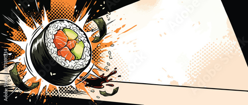 Delicious Sushi Roll with Fresh Ingredients and Vibrant Colors.