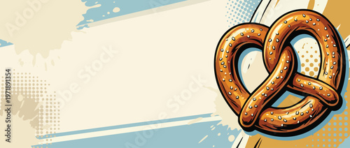 Delicious Traditional German Pretzel Baked Snack Illustration.