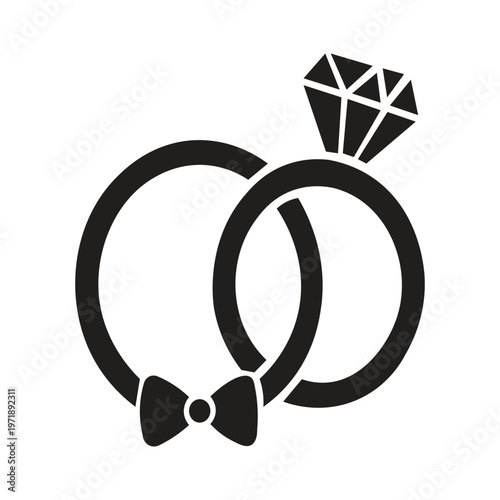 silhouette illustration of a pair of wedding rings A pair of wedding rings is generally depicted as two perfect circles (gold, white, or rose gold) symbolizing eternity and the bond of endless love. T
