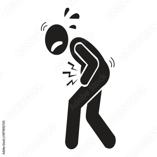 image of a person with stomach ache silhouette illustration Description of the image of a person with stomach ache generally showing a facial expression holding back pain and a body position that prot