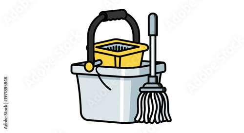 Cleaning Supplies Bucket and Mop for Housekeeping and Janitorial Work