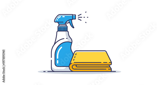 Cleaning Supplies with Spray Bottle and Cloth for Household Maintenance