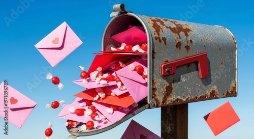 Valentines Day Mailbox with Love Letters.
