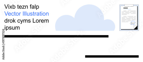 Document management, cloud storage, online agreement, data security, digital filing, paperless office. File next to a cloud symbol. Document management and cloud storage concepts
