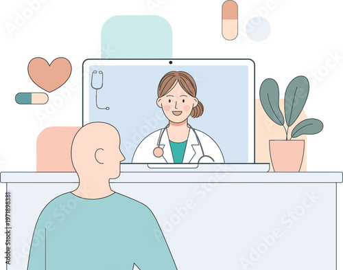 Online doctor consultation via laptop, telemedicine and remote healthcare service for patients