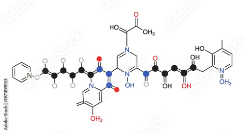 Molecular structure of a complex organic compound.