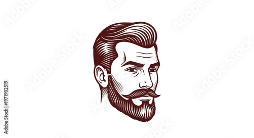 Stylish bearded man portrait with classic hair and mustache