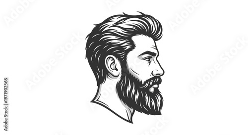 Stylish man profile with beard and classic haircut illustration