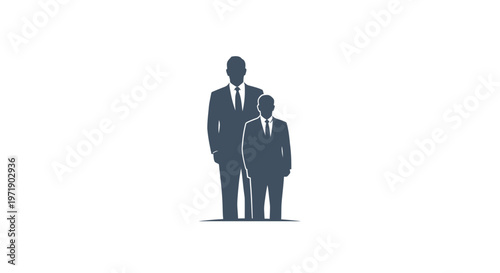 Tall and short businessmen standing in suits for comparison