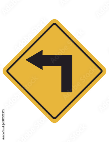 Free Download Left Turn Ahead Warning Sign - GFXLoad