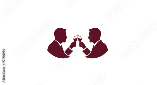 Two businessmen toasting with wine glasses in business celebration