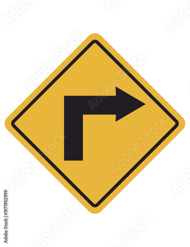 Free Download Right Turn Ahead Warning Sign - GFXLoad