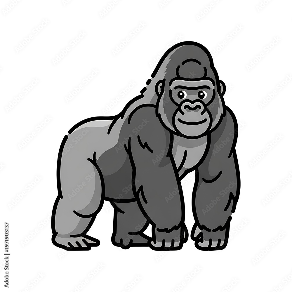 Obraz premium Illustration of a gorilla standing.
