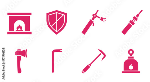 Collection of medical and vaccination icons in pink color.