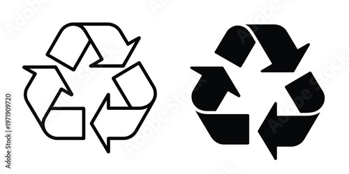 Recycling symbols showing reuse and reduction of waste materials isolated on white background, Vector, illustration