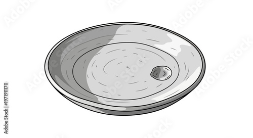 Empty Ceramic Sink with Drain Hole, Simple Bathroom Fixture