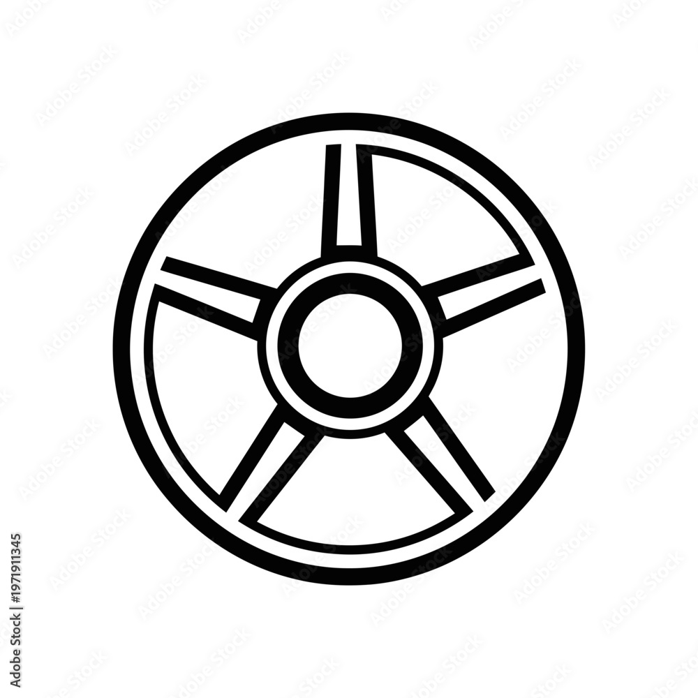 Fototapeta premium Black and white wheel icon design.