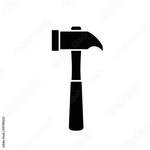 Black hammer tool icon graphic.