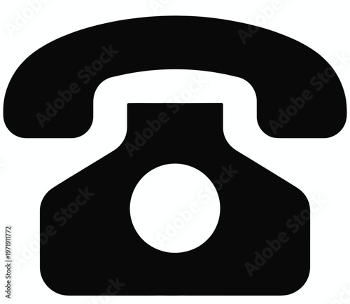 Classic black and white telephone with rotary dial on a plain background isolated on white background, Vector, illustration