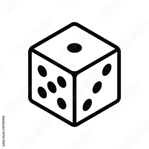 A classic six-sided die used in board games and tabletop role-playing games isolated on white background, Vector, illustration