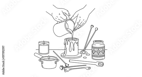 Handmade Candle Making Process Illustration