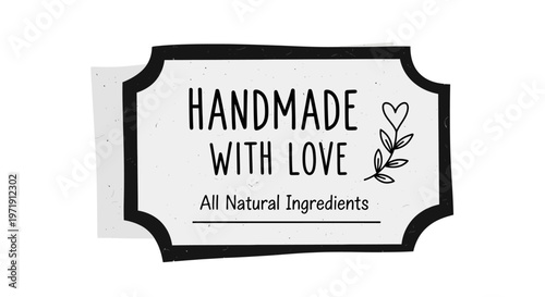 Handmade With Love Label - All Natural Ingredients, Organic, Craft Product Sticker