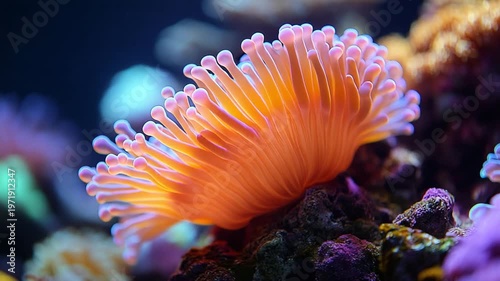 Vibrant Coral Reef with Colorful Marine Life Surrounding