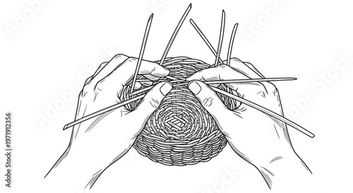 Hands Weaving a Basket