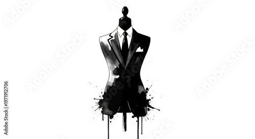 Ink Splatter Suit Mannequin: Stylish Business Fashion Art