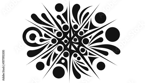 Creative abstract design with black silhouette shapes on white background