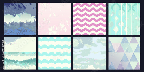 A collection of nine colorful patterned backgrounds arranged in a grid